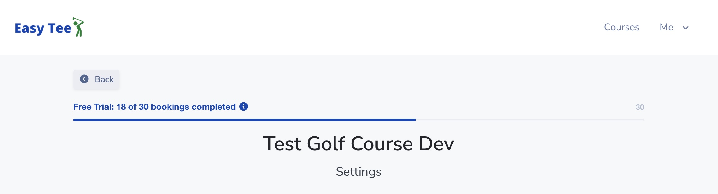 Easy Tee Golf | Free trial progress bar